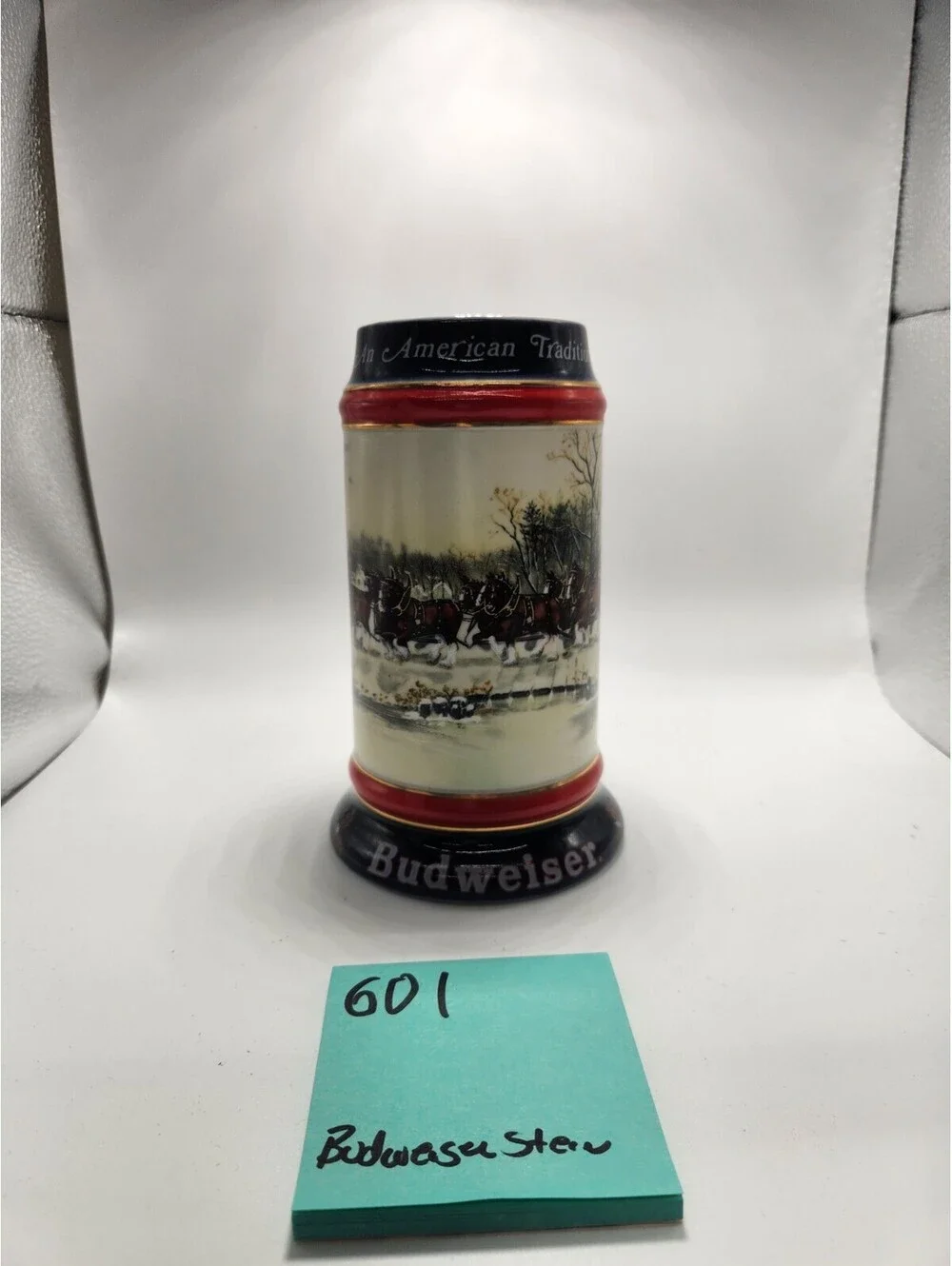 Budweiser 1990 Collector's Series Ceramic Beer Stein Clydesdales Painted